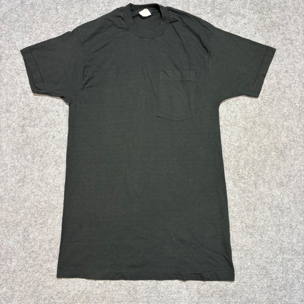 Vintage Fruit of the Loom Black Pocket T-Shirt Mens Large Made in USA 90s Tee